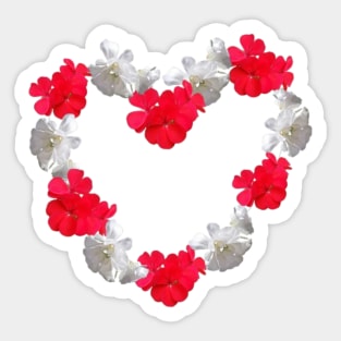 Floral love heart red and white, no text Sticker